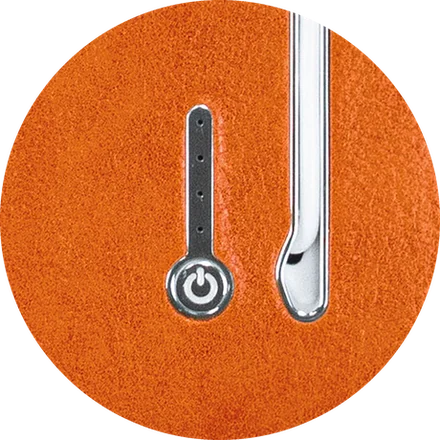 Close-up of the power button inside the back cover